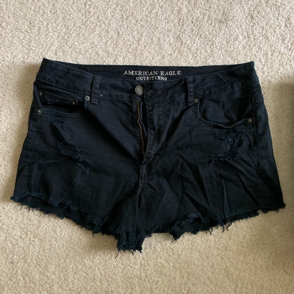 AE black jean shorts